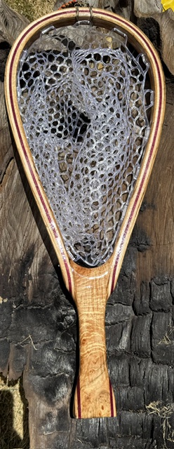 Net #182 | Zebra, Curly Maple and Purple Heart Fly Fishing Net