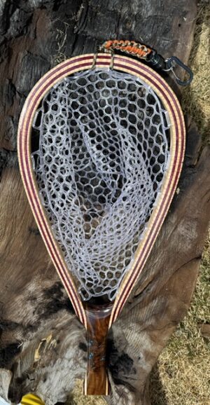 flyfishing net 187 walnut burl with turquoise inlays